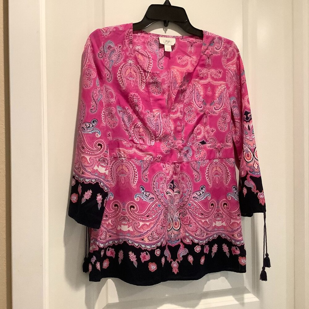 Ann Taylor Loft Blouse, pink & black, size small